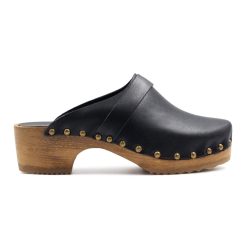 Sandales | JULES & JENN Sabots Bois Cuir Noir