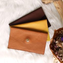 Petite Maroquinerie | JULES & JENN Pochette Enveloppe Cuir Upcycle Camel