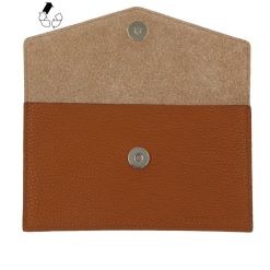 Petite Maroquinerie | JULES & JENN Pochette Enveloppe Cuir Upcycle Camel