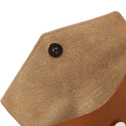 Petite Maroquinerie | JULES & JENN Pochette Enveloppe Cuir Upcycle Camel