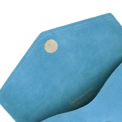 Petite Maroquinerie | JULES & JENN Pochette Enveloppe Cuir Upcycle Bleu Bleu Clair