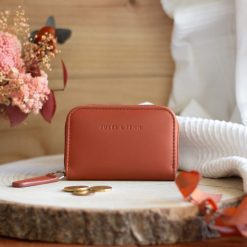 Petite Maroquinerie | JULES & JENN Porte-Monnaie Cuir Brique Orange Brique