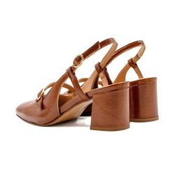 Escarpins | JULES & JENN Escarpins Slingback Cuir Vernis Cognac