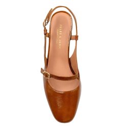 Escarpins | JULES & JENN Escarpins Slingback Cuir Vernis Cognac