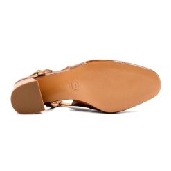 Escarpins | JULES & JENN Escarpins Slingback Cuir Vernis Cognac