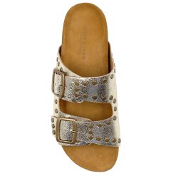 Sandales | JULES & JENN Mules Liege Clous Cuir Metallise Dore