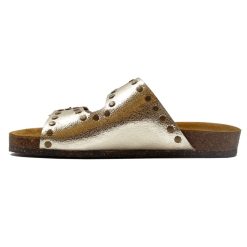 Sandales | JULES & JENN Mules Liege Clous Cuir Metallise Dore