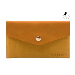 Petite Maroquinerie | JULES & JENN Pochette Enveloppe Cuir Upcycle Jaune Jaune Moutarde