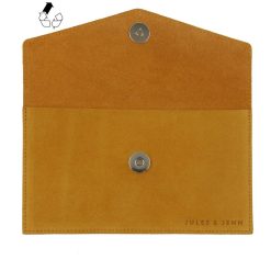 Petite Maroquinerie | JULES & JENN Pochette Enveloppe Cuir Upcycle Jaune Jaune Moutarde