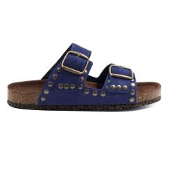 Sandales | JULES & JENN Mules Liege Cloutees Cuir Daim Bleu