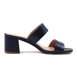 Sandales | JULES & JENN Mules Talon Bandeau Fibre Pomme Bleue Bleu Marine