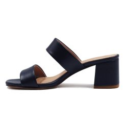 Sandales | JULES & JENN Mules Talon Bandeau Fibre Pomme Bleue Bleu Marine