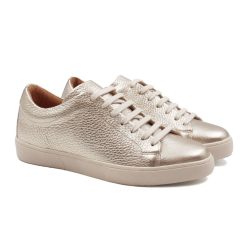 Baskets | JULES & JENN Tennis Lacet Cuir Graine Metallise Dore