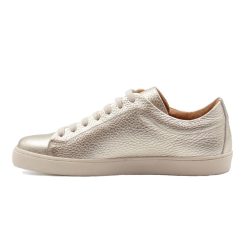 Baskets | JULES & JENN Tennis Lacet Cuir Graine Metallise Dore