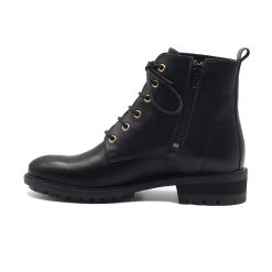 Bottines & Bottes | JULES & JENN Bottines Plates A Lacet Cuir Noir