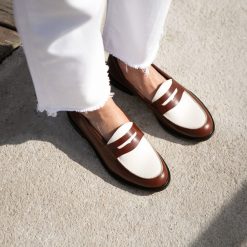 Mocassins & Derbies | JULES & JENN Mocassins Cuir Blanc Cognac