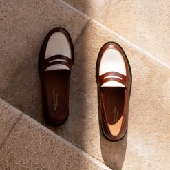 Mocassins & Derbies | JULES & JENN Mocassins Cuir Blanc Cognac