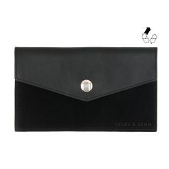 Petite Maroquinerie | JULES & JENN Pochette Enveloppe Cuir Upcycle Noir