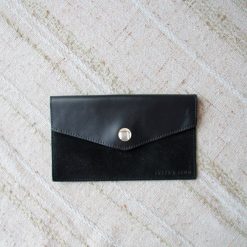 Petite Maroquinerie | JULES & JENN Pochette Enveloppe Cuir Upcycle Noir