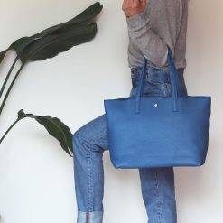 Sacs A Main | JULES & JENN Sac Cabas Cuir Graine Bleu Bleu Clair