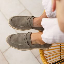 Mocassins | JULES & JENN Mocassins Espadrille Cuir Daim Gris