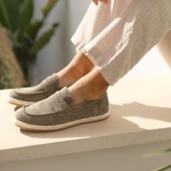 Mocassins | JULES & JENN Mocassins Espadrille Cuir Daim Gris