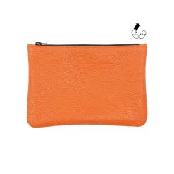 Petite Maroquinerie | JULES & JENN Pochette Cuir Upcycle Graine Orange