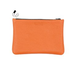 Petite Maroquinerie | JULES & JENN Pochette Cuir Upcycle Graine Orange