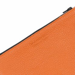 Petite Maroquinerie | JULES & JENN Pochette Cuir Upcycle Graine Orange