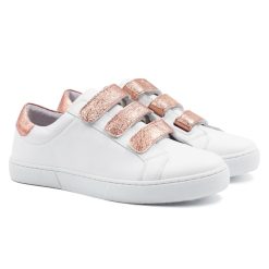 Baskets | JULES & JENN Baskets Scratch Cuir Blanc Rose Blanc/Rose