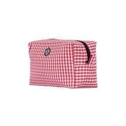 Petite Maroquinerie | JULES & JENN Trousse Toile Recyclee Vichy Blanc Rouge Blanc/Rouge