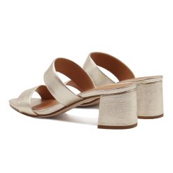 Sandales | JULES & JENN Mules Talon Bandeau Cuir Dore