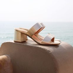 Sandales | JULES & JENN Mules Talon Bandeau Cuir Dore