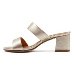 Sandales | JULES & JENN Mules Talon Bandeau Cuir Dore