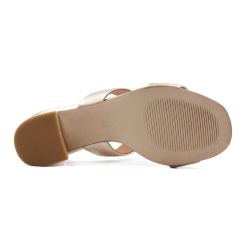 Sandales | JULES & JENN Mules Talon Bandeau Cuir Dore