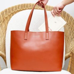 Sacs A Main | JULES & JENN Sac Cabas Cuir Brique Orange Brique