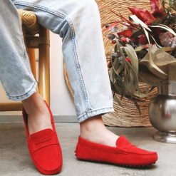 Mocassins & Derbies | JULES & JENN Mocassins Cuir Daim Rouge