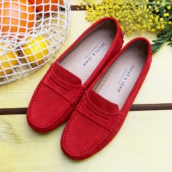 Mocassins & Derbies | JULES & JENN Mocassins Cuir Daim Rouge