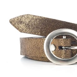 Ceintures | JULES & JENN Ceinture Fine Cuir Metallise Bronze