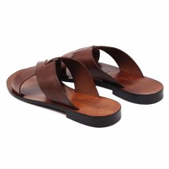 Sandales | JULES & JENN Mules Plates Cuir Marron Cognac