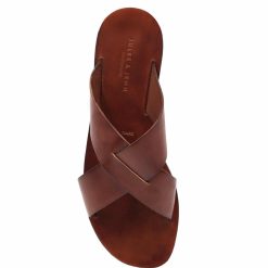 Sandales | JULES & JENN Mules Plates Cuir Marron Cognac