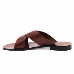 Sandales | JULES & JENN Mules Plates Cuir Marron Cognac