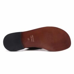 Sandales | JULES & JENN Mules Plates Cuir Marron Cognac