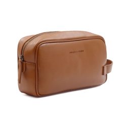 Petite Maroquinerie | JULES & JENN Trousse De Toilette Cuir Grave Cognac