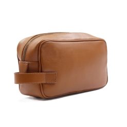 Petite Maroquinerie | JULES & JENN Trousse De Toilette Cuir Grave Cognac