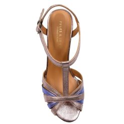 Sandales | JULES & JENN Sandales Talon Brides Cuir Bleu Argente