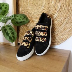 Baskets | JULES & JENN Baskets Scratch Cuir Daim Noir Leopard Noir/Leopard