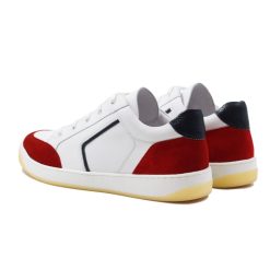 Baskets | JULES & JENN Baskets Retro Homme Cuir Blanc & Rouge Blanc/Rouge/Bleu