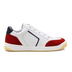 Baskets | JULES & JENN Baskets Retro Homme Cuir Blanc & Rouge Blanc/Rouge/Bleu