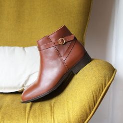 Bottines & Bottes | JULES & JENN Bottines Cavalieres Plates Cuir Camel